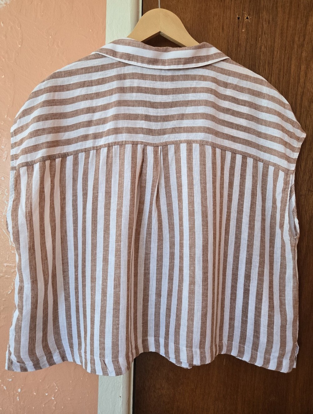 Old Navy Tan & White Striped Linen-blend Tunic XL - Picture 3 of 6
